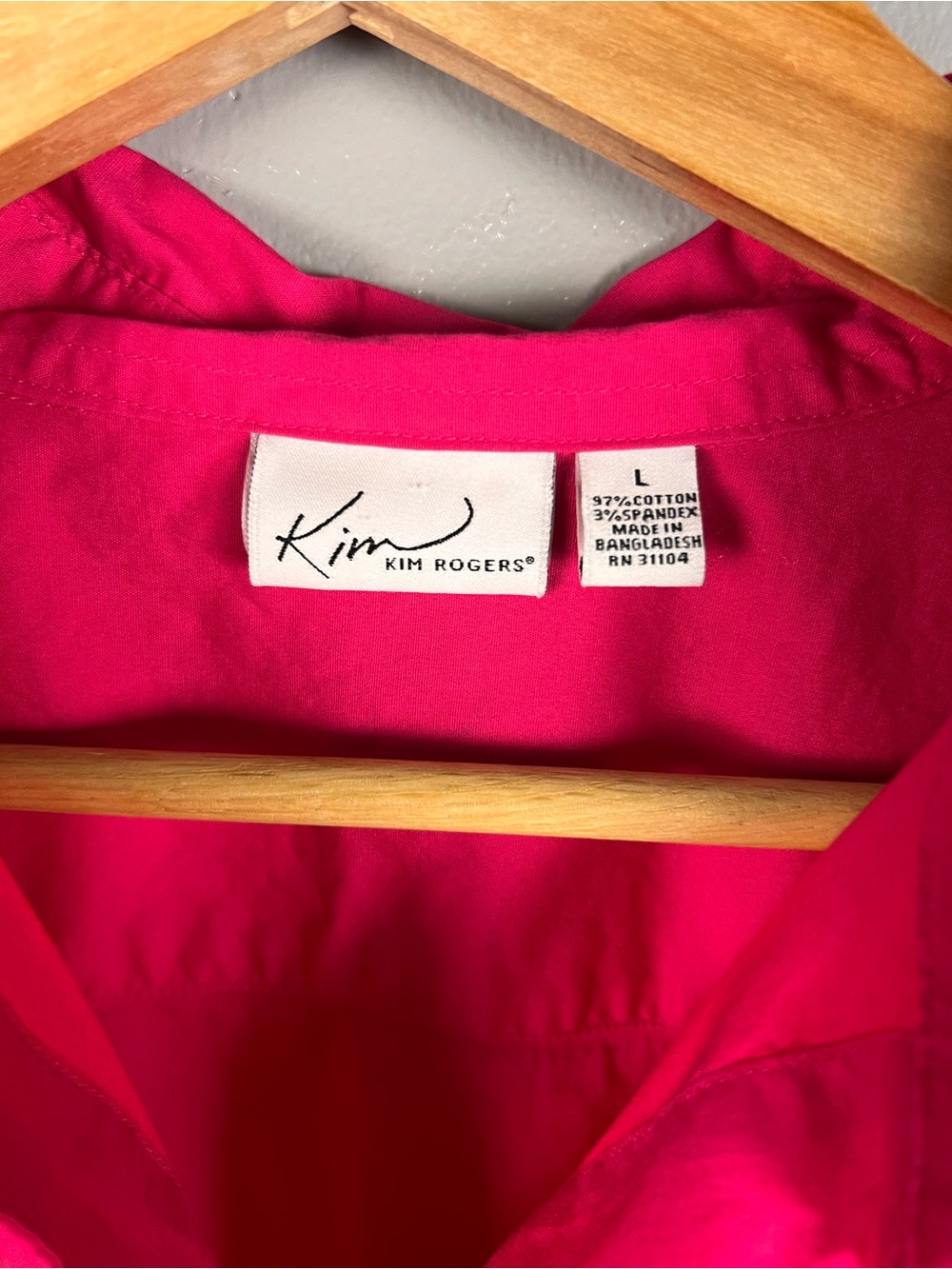 Solid Pink Button Blouse Size L - Picture 3 of 3